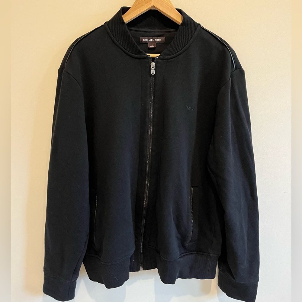Michael Kors Mens Bomber Jacket Varsity Collar Knit Construction Zip Size L
